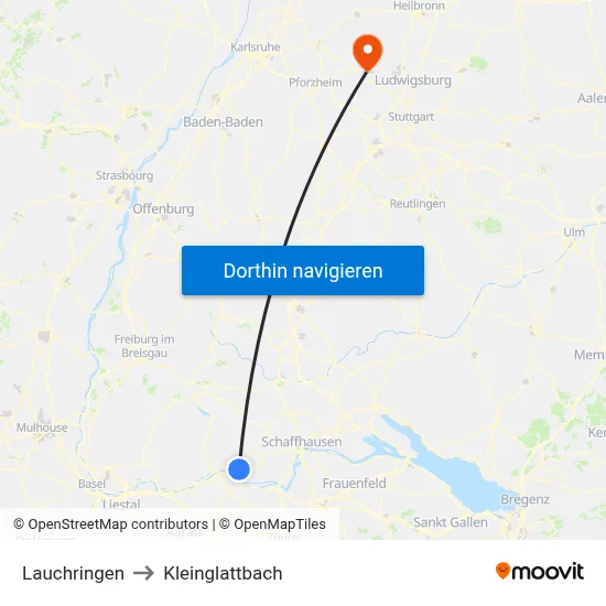 Lauchringen to Kleinglattbach map