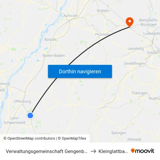 Verwaltungsgemeinschaft Gengenbach to Kleinglattbach map
