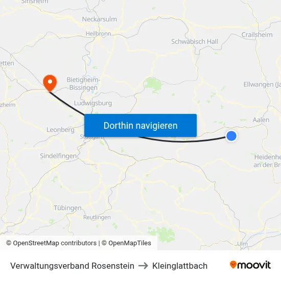 Verwaltungsverband Rosenstein to Kleinglattbach map