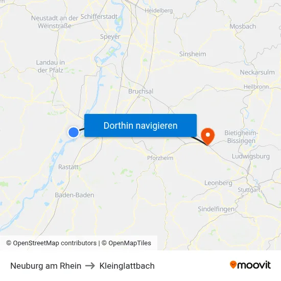 Neuburg am Rhein to Kleinglattbach map