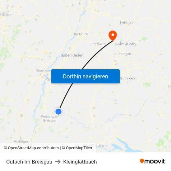 Gutach Im Breisgau to Kleinglattbach map
