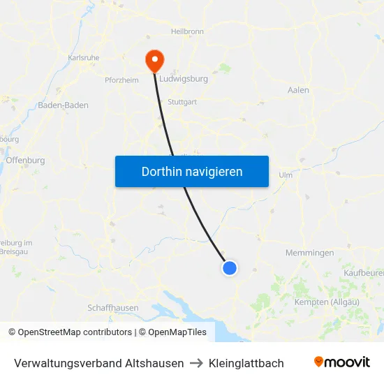 Verwaltungsverband Altshausen to Kleinglattbach map