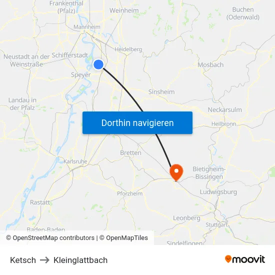 Ketsch to Kleinglattbach map