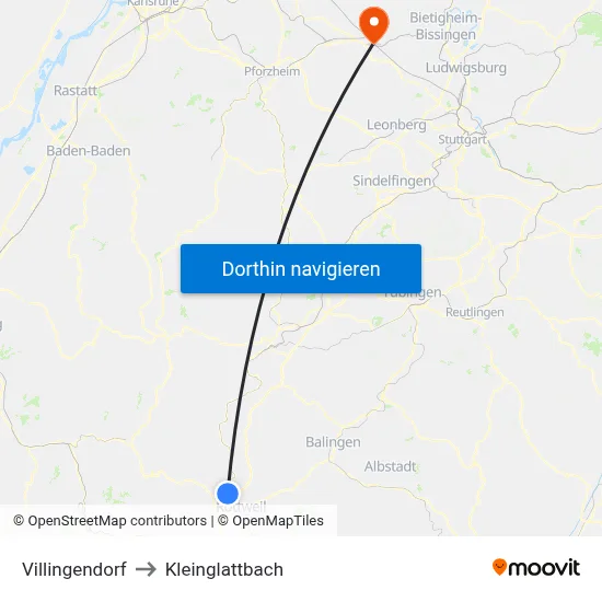 Villingendorf to Kleinglattbach map