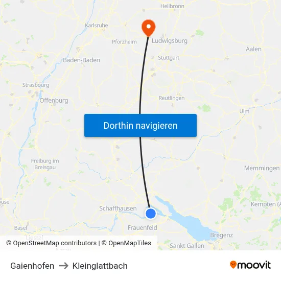 Gaienhofen to Kleinglattbach map