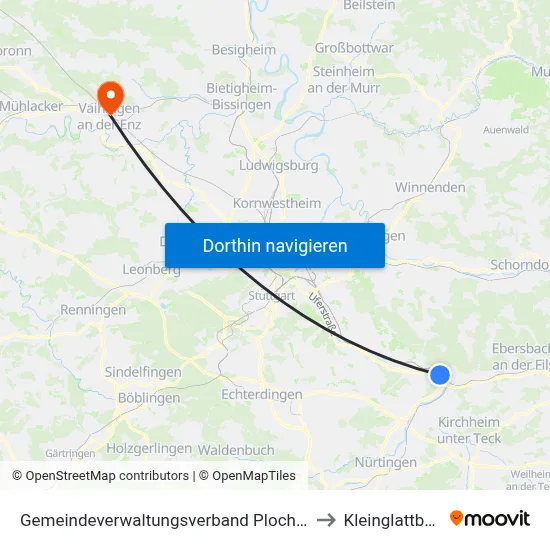 Gemeindeverwaltungsverband Plochingen to Kleinglattbach map
