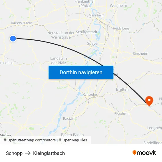 Schopp to Kleinglattbach map