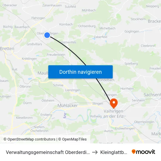 Verwaltungsgemeinschaft Oberderdingen to Kleinglattbach map