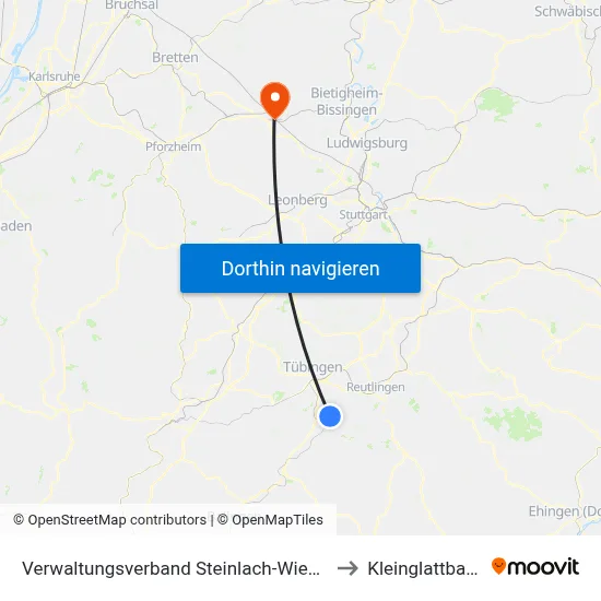 Verwaltungsverband Steinlach-Wiesaz to Kleinglattbach map