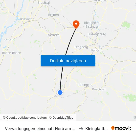 Verwaltungsgemeinschaft Horb am Neckar to Kleinglattbach map