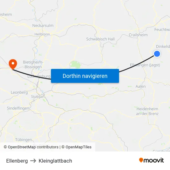 Ellenberg to Kleinglattbach map