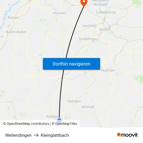 Wellendingen to Kleinglattbach map