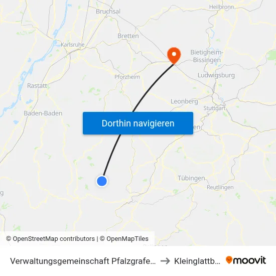 Verwaltungsgemeinschaft Pfalzgrafenweiler to Kleinglattbach map