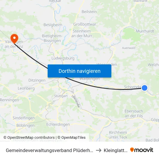 Gemeindeverwaltungsverband Plüderhausen-Urbach to Kleinglattbach map