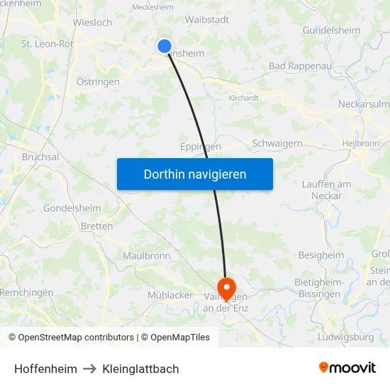 Hoffenheim to Kleinglattbach map