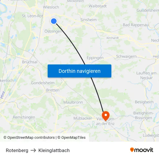 Rotenberg to Kleinglattbach map