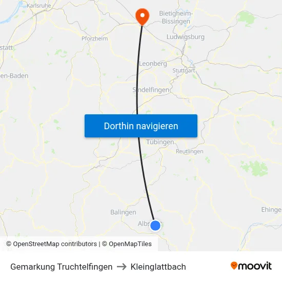 Gemarkung Truchtelfingen to Kleinglattbach map