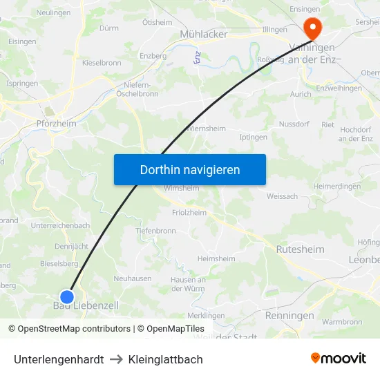 Unterlengenhardt to Kleinglattbach map