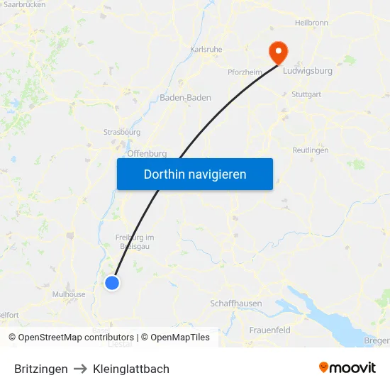 Britzingen to Kleinglattbach map