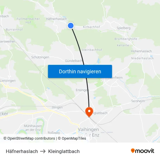 Häfnerhaslach to Kleinglattbach map
