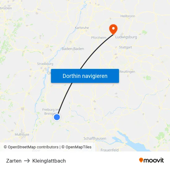 Zarten to Kleinglattbach map