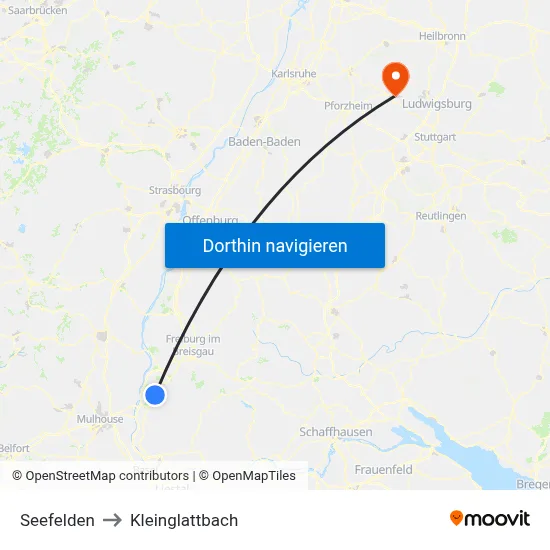 Seefelden to Kleinglattbach map