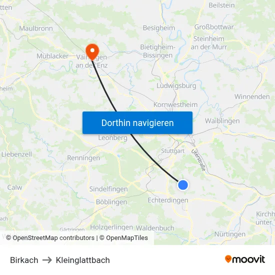 Birkach to Kleinglattbach map