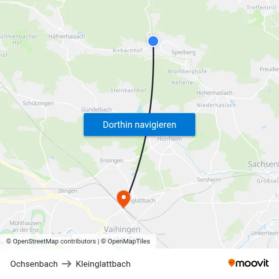 Ochsenbach to Kleinglattbach map