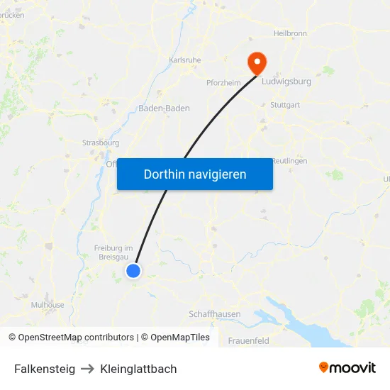 Falkensteig to Kleinglattbach map
