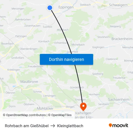 Rohrbach am Gießhübel to Kleinglattbach map