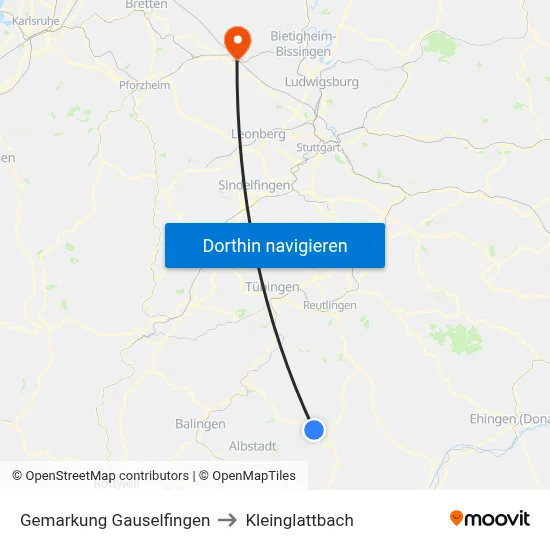 Gemarkung Gauselfingen to Kleinglattbach map