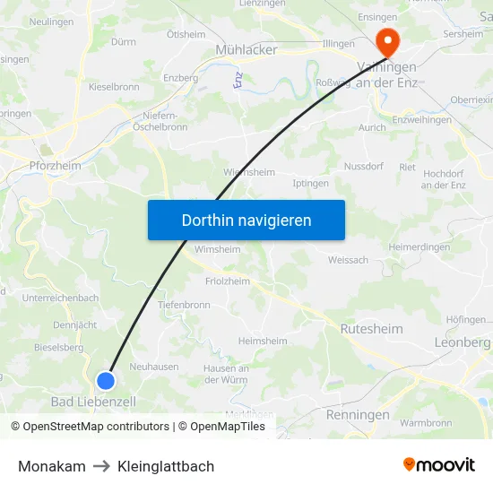 Monakam to Kleinglattbach map