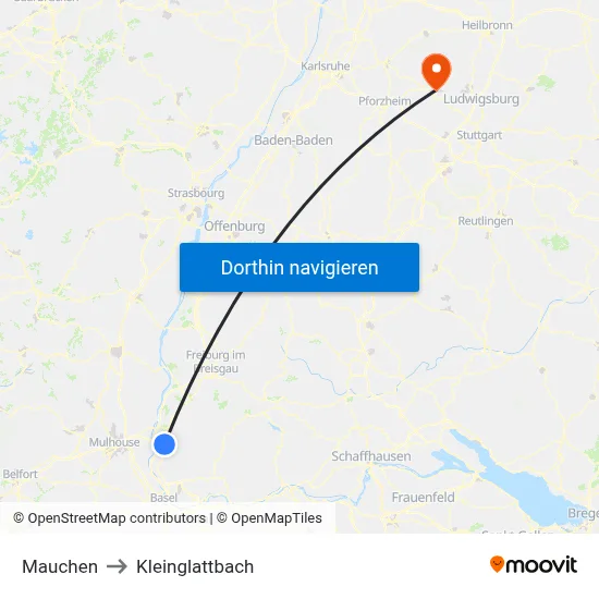Mauchen to Kleinglattbach map