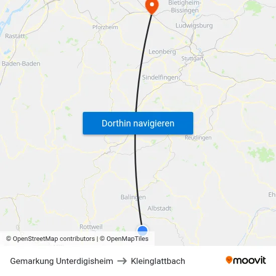 Gemarkung Unterdigisheim to Kleinglattbach map