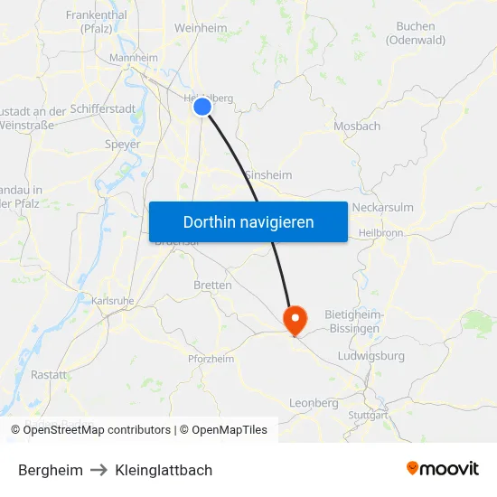 Bergheim to Kleinglattbach map
