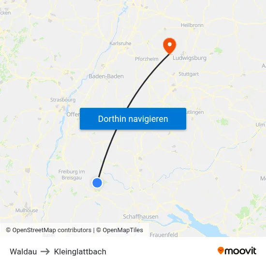 Waldau to Kleinglattbach map
