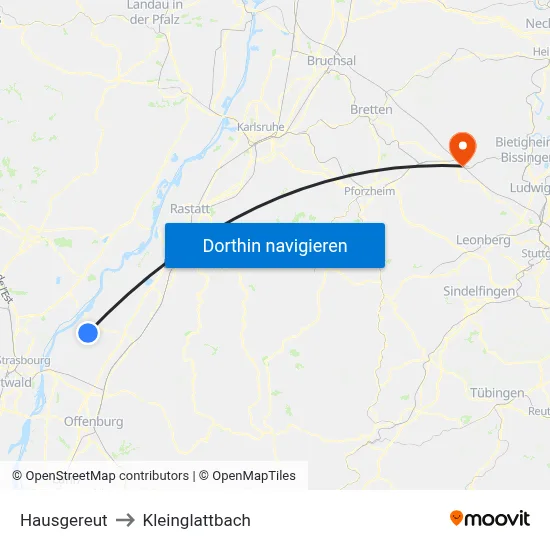 Hausgereut to Kleinglattbach map