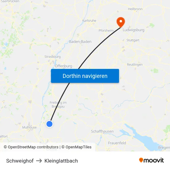 Schweighof to Kleinglattbach map