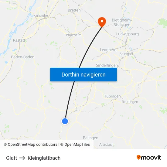 Glatt to Kleinglattbach map