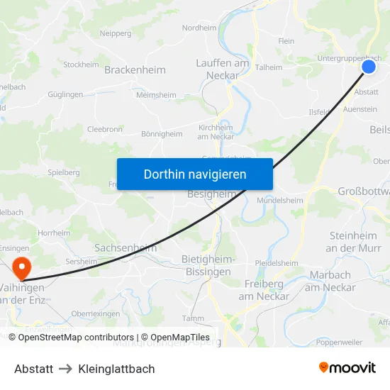 Abstatt to Kleinglattbach map