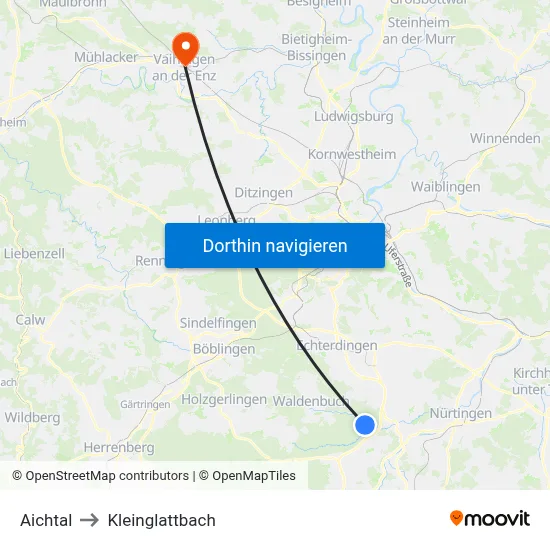 Aichtal to Kleinglattbach map