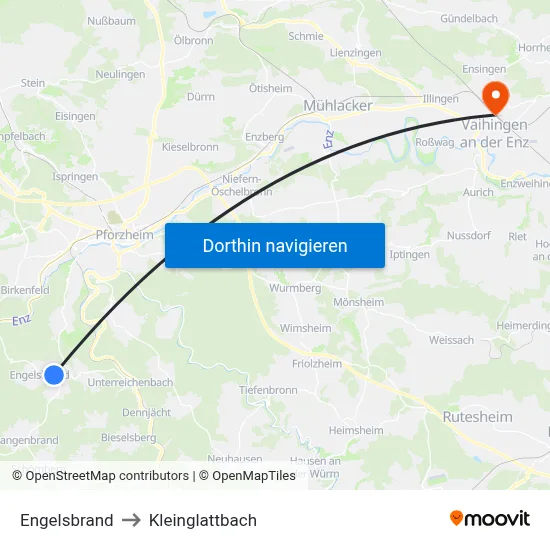 Engelsbrand to Kleinglattbach map