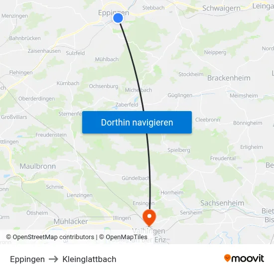 Eppingen to Kleinglattbach map