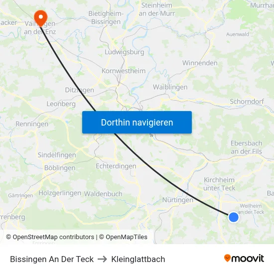 Bissingen An Der Teck to Kleinglattbach map