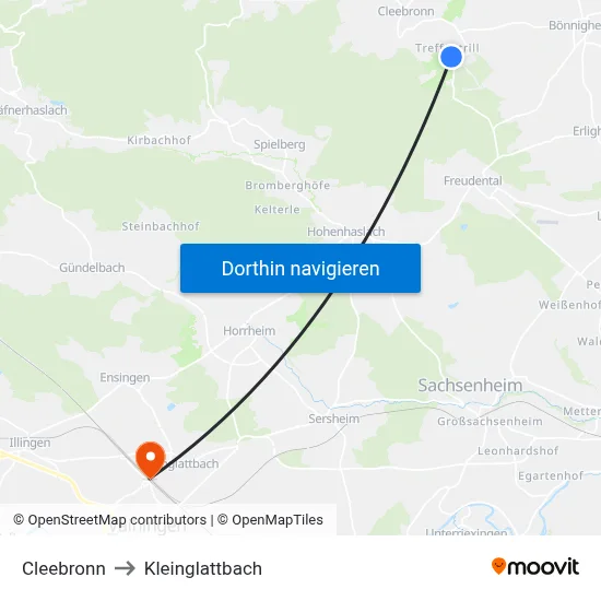Cleebronn to Kleinglattbach map