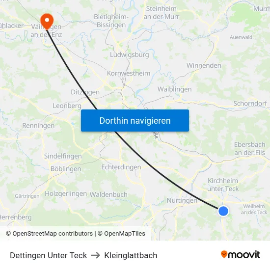 Dettingen Unter Teck to Kleinglattbach map