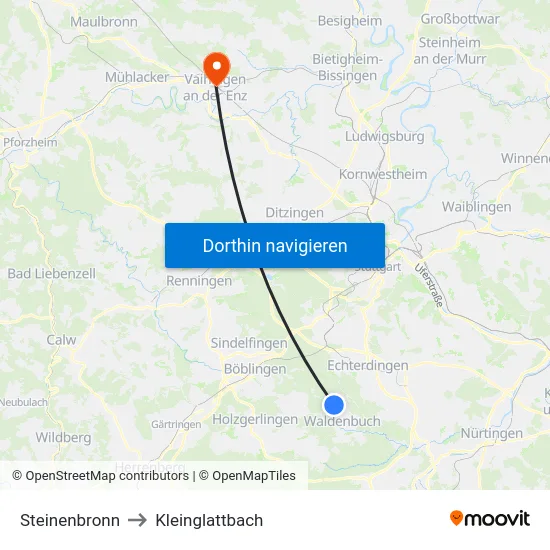 Steinenbronn to Kleinglattbach map