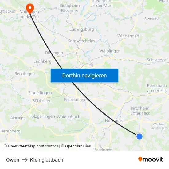 Owen to Kleinglattbach map