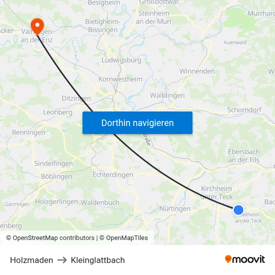 Holzmaden to Kleinglattbach map