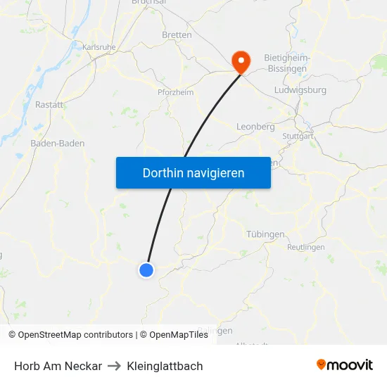 Horb Am Neckar to Kleinglattbach map